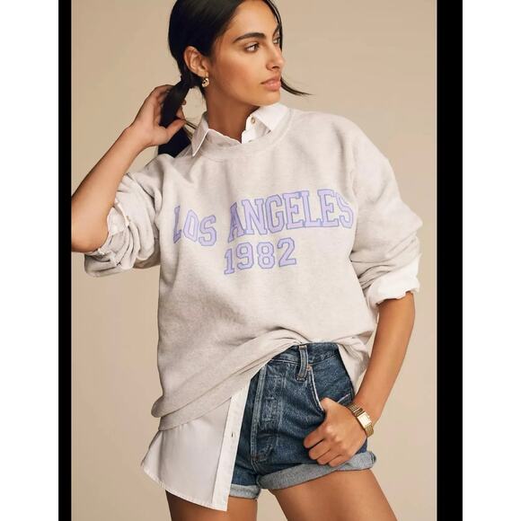 Anthropologie The Roam City Sweatshirt Los Angeles 1982 Women's S Crew Neck Gray - Picture 1 of 10